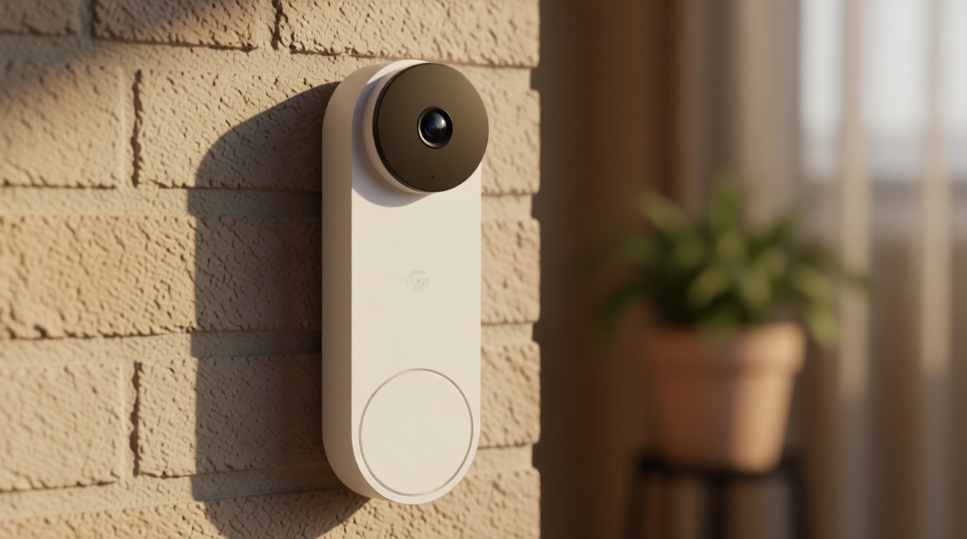 Google Nest Doorbell (Wired, 3rd Gen) - 2K Video and Gemini, Live View, Night Vision, 2-Way Audio - Works with Google Home - 2025 Model - Snow