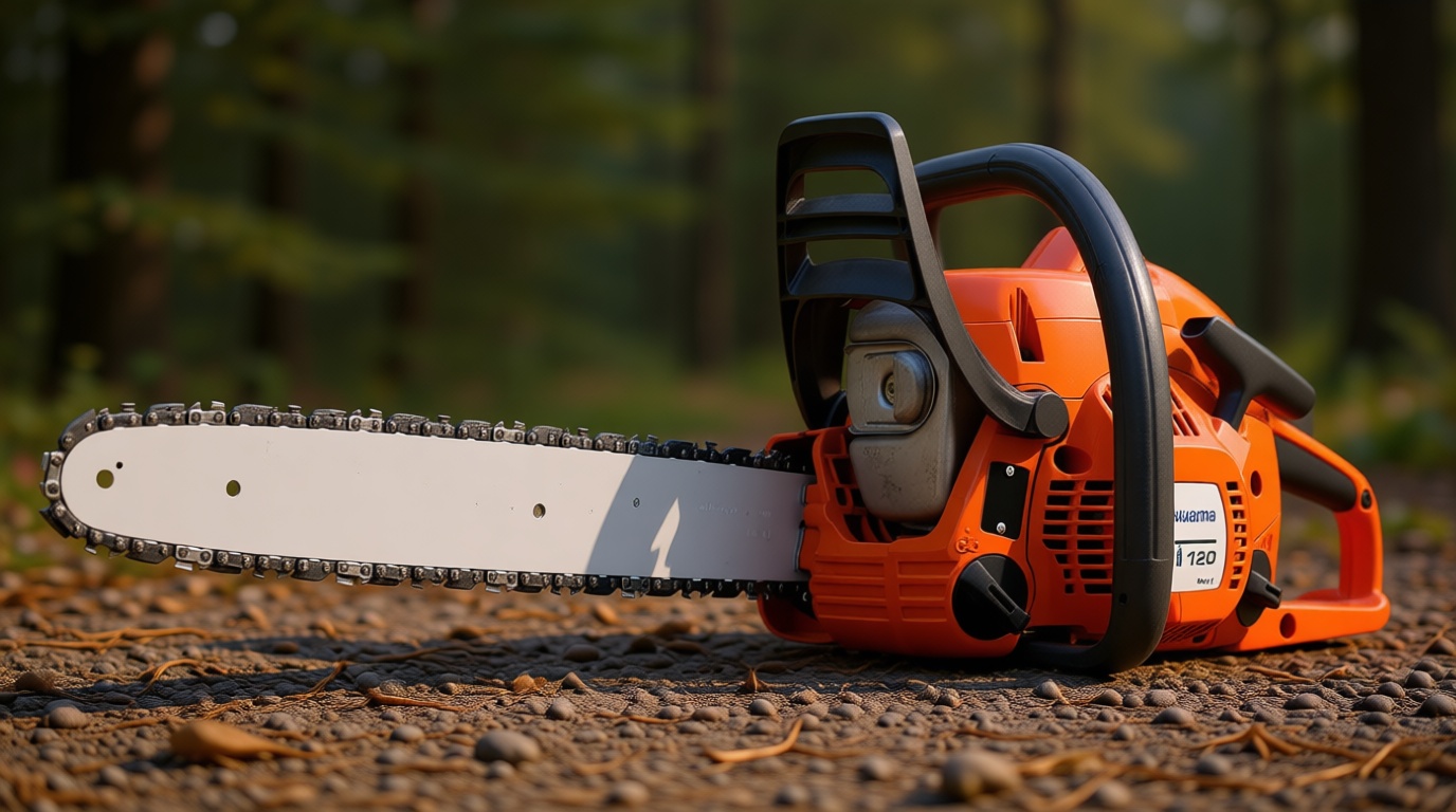 Husqvarna 120 Mark III Gas Chainsaw, 38-cc, 2-Cycle X-Torq Engine, 14 Inch Chainsaw with Automatic Oiler, For Wood Cutting and Tree Pruning, 970739614