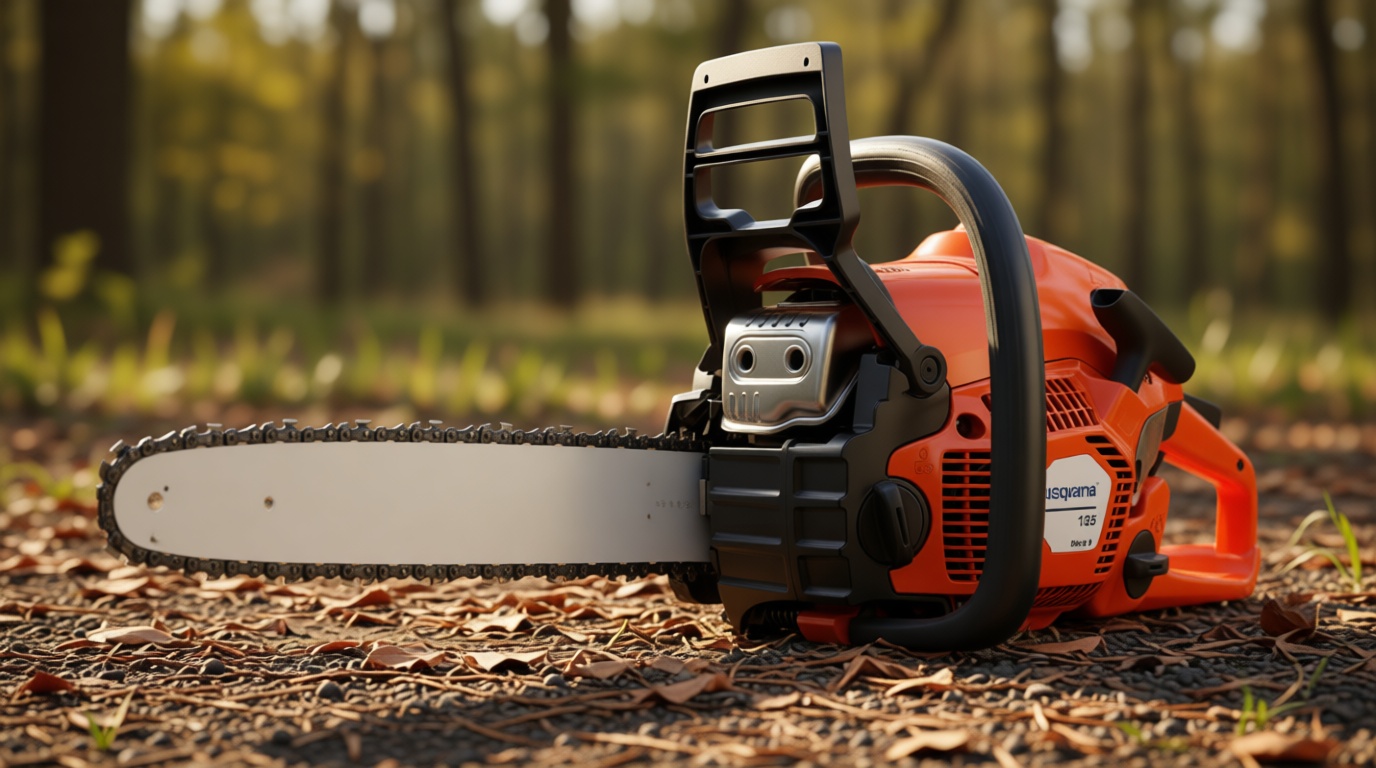 Husqvarna 135 Mark II Gas Powered Chainsaw, 38-cc 2.1-HP, 2-Cycle X-Torq Engine, 16 Inch Chainsaw with Automatic Oiler, For Wood Cutting and Tree Pruning