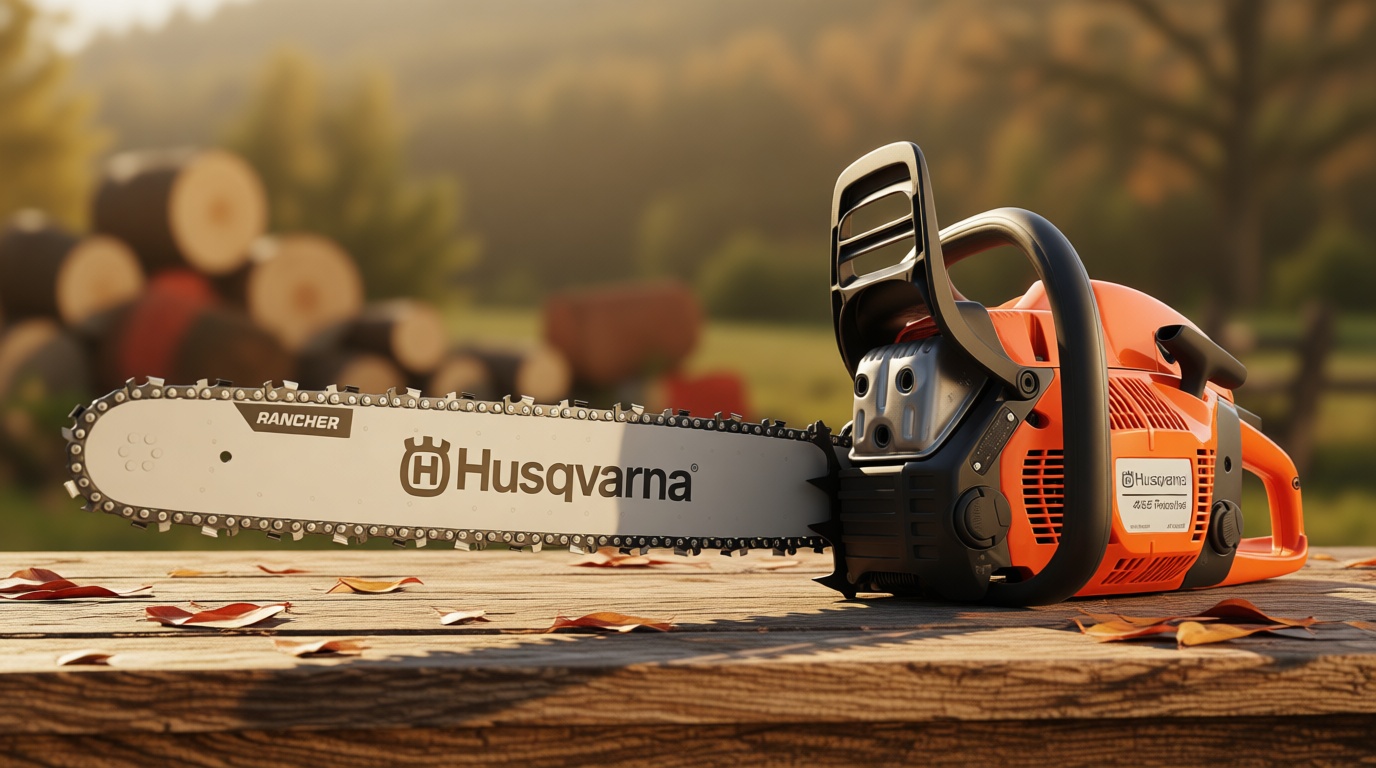Husqvarna 455 Rancher Gas Chainsaw, 55-cc 3.5-HP, 2-Cycle X-Torq Engine, 20 Inch Chainsaw with Automatic Oiler, For Wood Cutting, Tree Trimming and Land Clearing