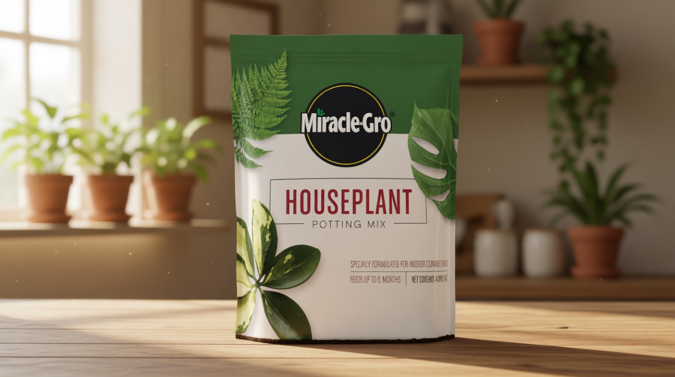 Miracle-Gro Houseplant Potting Mix - Fertilized Indoor Plant Soil for Containers, Designed to be Less Prone to Gnats, 4 qt.