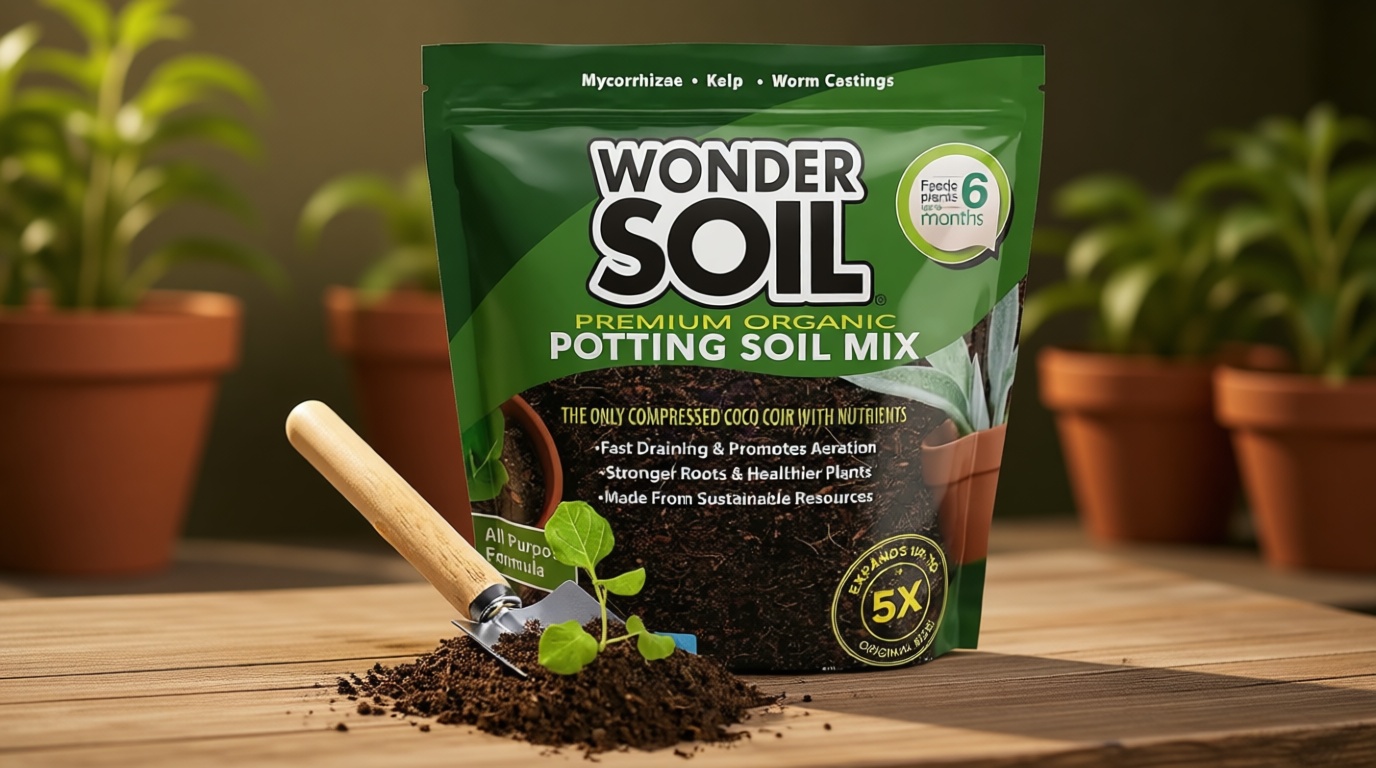WONDER SOIL | Organic Potting Soil | 12 QUARTS of Ready to Plant Coco Coir Fully Loaded with Nutrients | 3 LBS Bag Expands to 12 Quarts of Indoor Outdoor Soil | Incl Worm Castings, Perlite