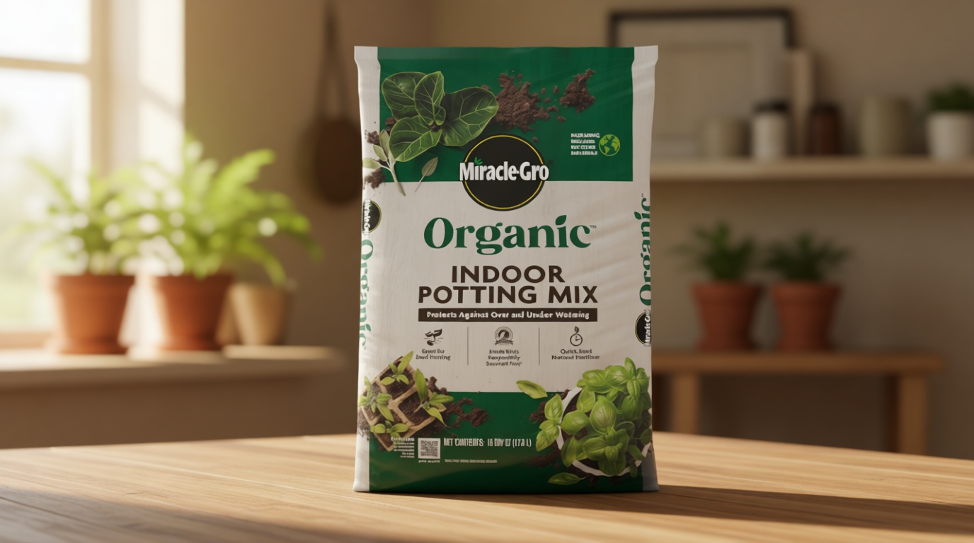 Miracle-Gro Organic Indoor Potting Mix - Protects Against Over and Under Watering, Planting Soil for Indoor Container Plants, Houseplants and Starter Plants, OMRI Listed, 16 qt.