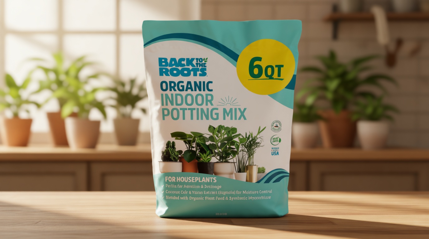 Back to the Roots 100% Organic Indoor Potting Mix (6 Quart), Promotes Healthy Houseplant Growth, Made in The USA