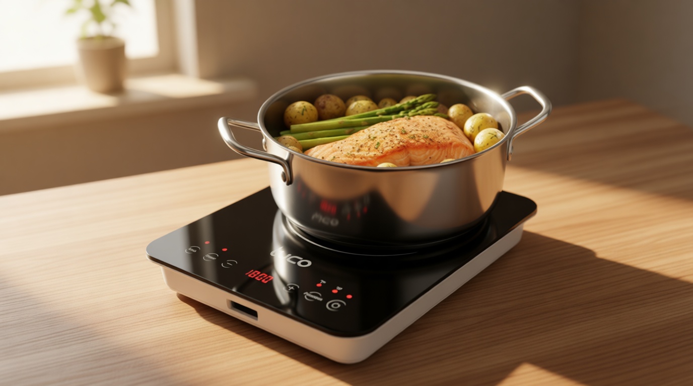 TUCO Portable Induction Cooktop Burner Hot Plate Electric Stove with Shatter-Proof Ceramic Glass, LCD Sensor Touch, ETL Certified, 20 Cooking Modes, 1800 Watts