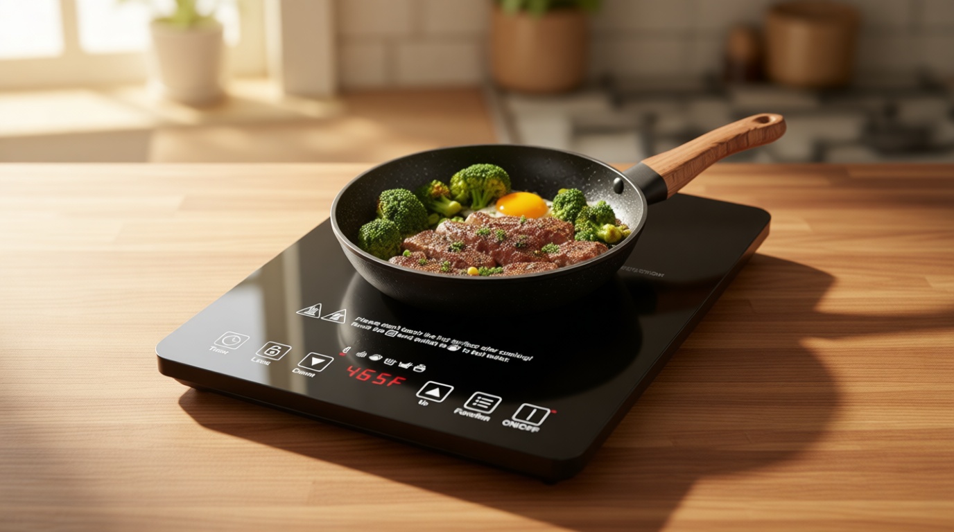 AMZCHEF Portable Induction Cooktop 20 Temperature & Power Levels, 1800W Induction Stove Burner with 6.8" Heating Coil, Low Noise Hot Plate Single Electric Cooktops Countertop Stove with Timer