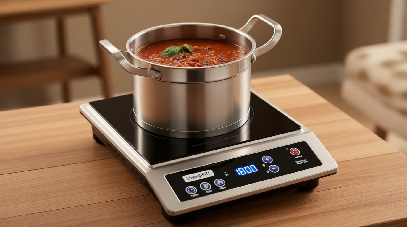 ChangBERT Induction Cooktop, Commercial Grade Portable Cooker, Large 8” Heating Coil, Premium Stainless Steel Countertop Burner with NSF Certified, 10 Hours Timer Powerful 1800W Professional Hot Plate