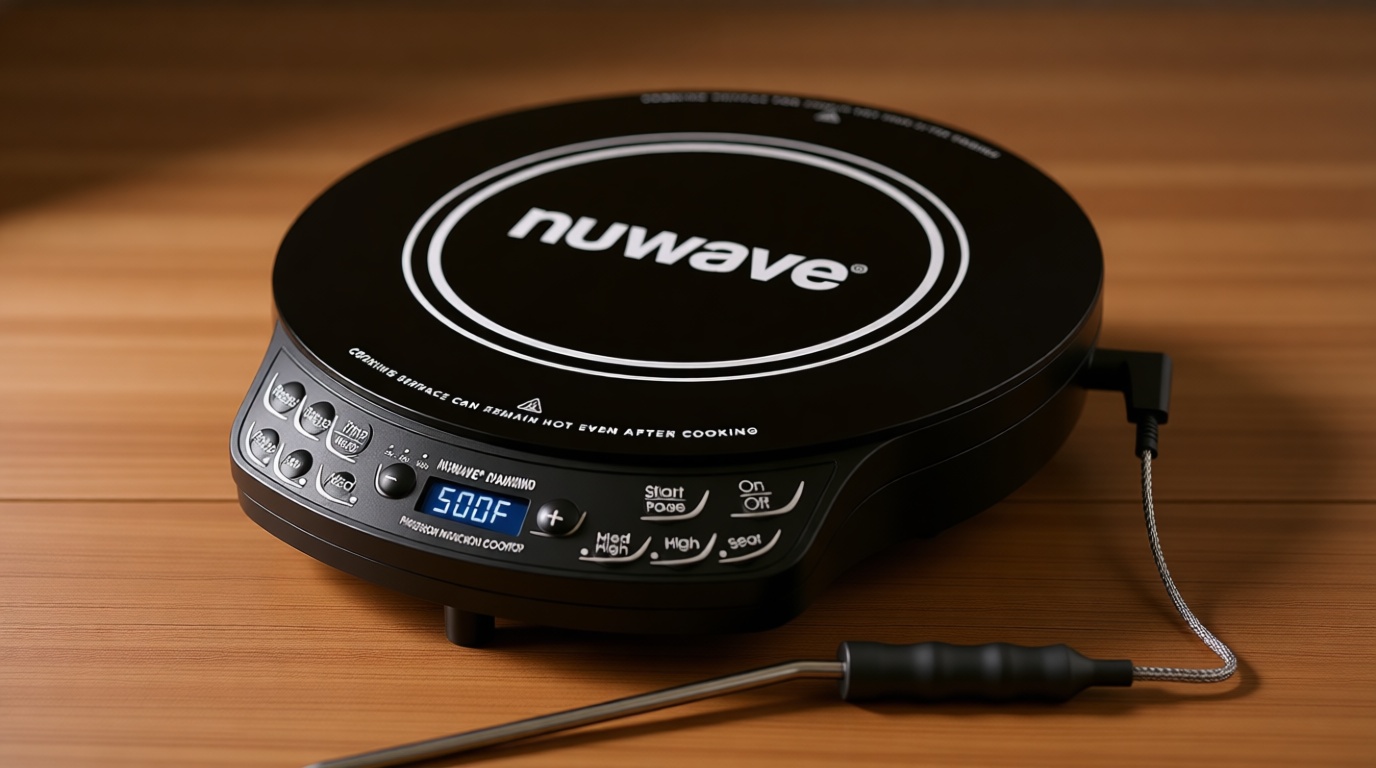 Nuwave Portable Induction Cooktop Diamond with Probe, Advanced Countertop Burner, 91 Temps from 100°F to 500°F, 12”Shatter-Proof Ceramic Glass & 6.5”Heating Coil, Ideal for RV Camp,Small Apt,Travel