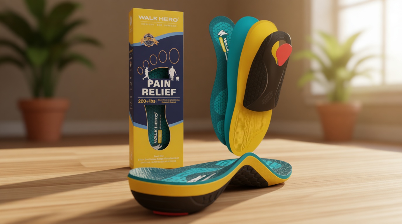 WalkHero Heavy Duty Arch Support Insoles, 220+lbs Plantar Fasciitis Orthopedic Inserts Relieve Pain, Work Boot Orthotics Insoles (Mens 6-6.5 | Womens 8-8.5, Coral Green) Recycled Claim Standard Blended