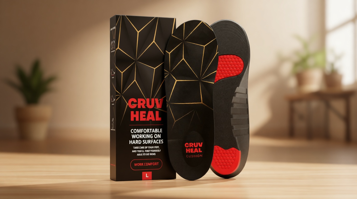 CRUVHEAL Work Pro Comfort Insoles - Shock Absorption - Low Arch - Cushioning Anti Fatigue Shoe Insert Men Women - Non-Slip - Soft Comfortable Work Boot Insoles - Foot Pain Relief (L, Black)