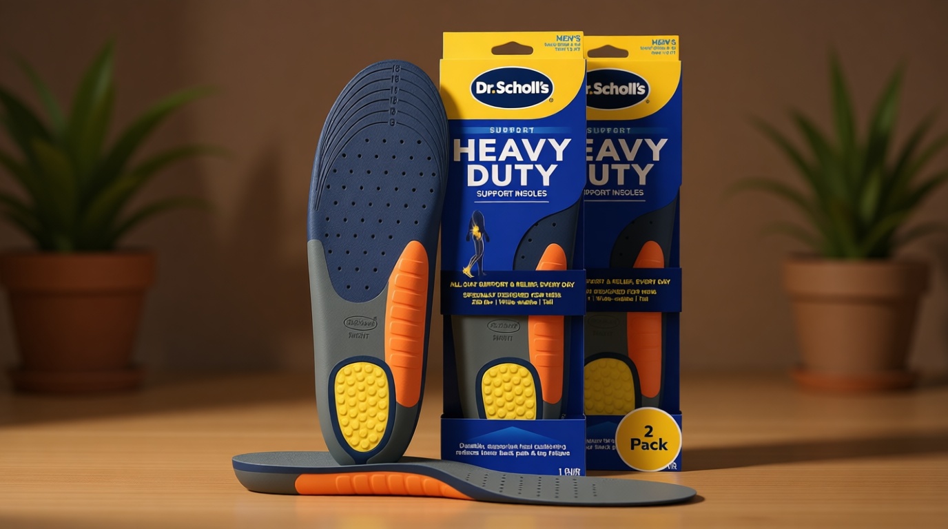 Dr. Scholl's Heavy Duty Support Insole Orthotics, Big & Tall, 200lbs+, Wide Feet, Shock Absorbing, Arch Support, Distributes Pressure, Trim to Fit Inserts, Work Boots & Shoes, Men Size 8-14, 2 Pairs