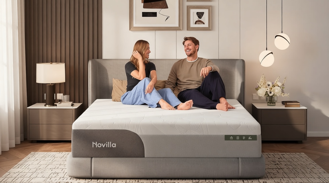 Novilla 14 Inch King Size Mattress, Gel-Infused Bliss Cooling King Memory Foam Mattress in a Box with Cool-Touch Nylon Cover, Pain Relief & Spinal Support with CertiPUR-US Certified Foam OEKO-TEX STANDARD 100
