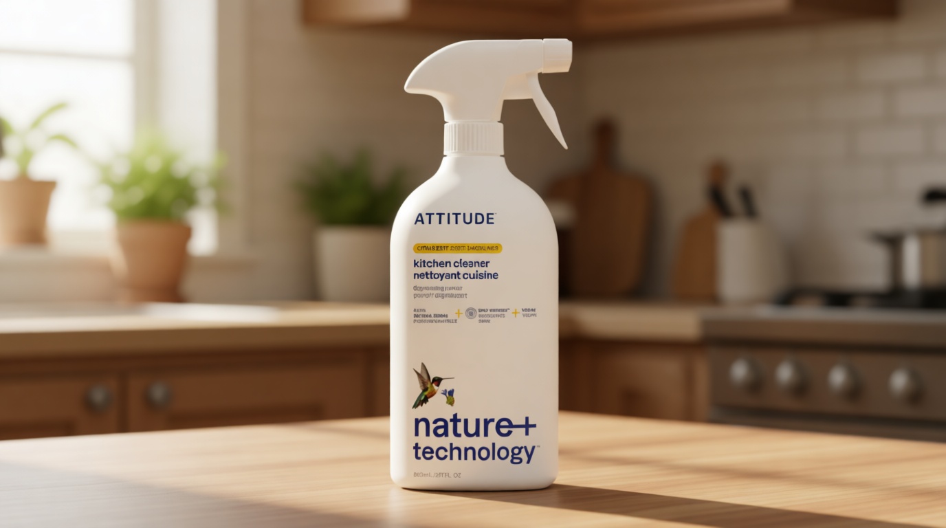 ATTITUDE Kitchen Cleaner Spray, EWG Verified, Degreaser Spray to Cut Grease & Grime, Plant-Based & Vegan, Citrus Zest Scent, 27.1 Fl Oz EWG Verified