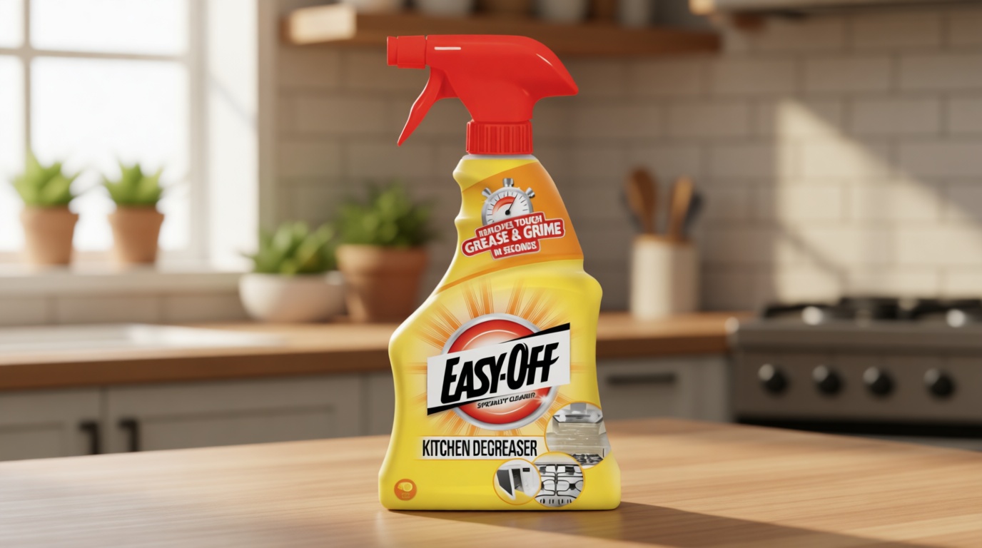 Easy Off Specialty Kitchen Degreaser Cleaner, Clear, Lemon, 16 Fl Oz