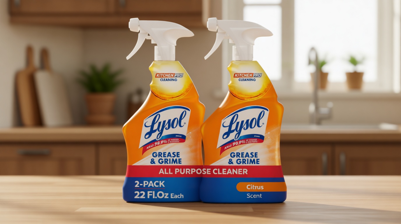 Lysol Pro Kitchen Spray Cleaner and Degreaser, Antibacterial All Purpose Cleaning Spray for Kitchens, Countertops, Ovens, and Appliances, Citrus Scent, 22oz (Pack of 2)