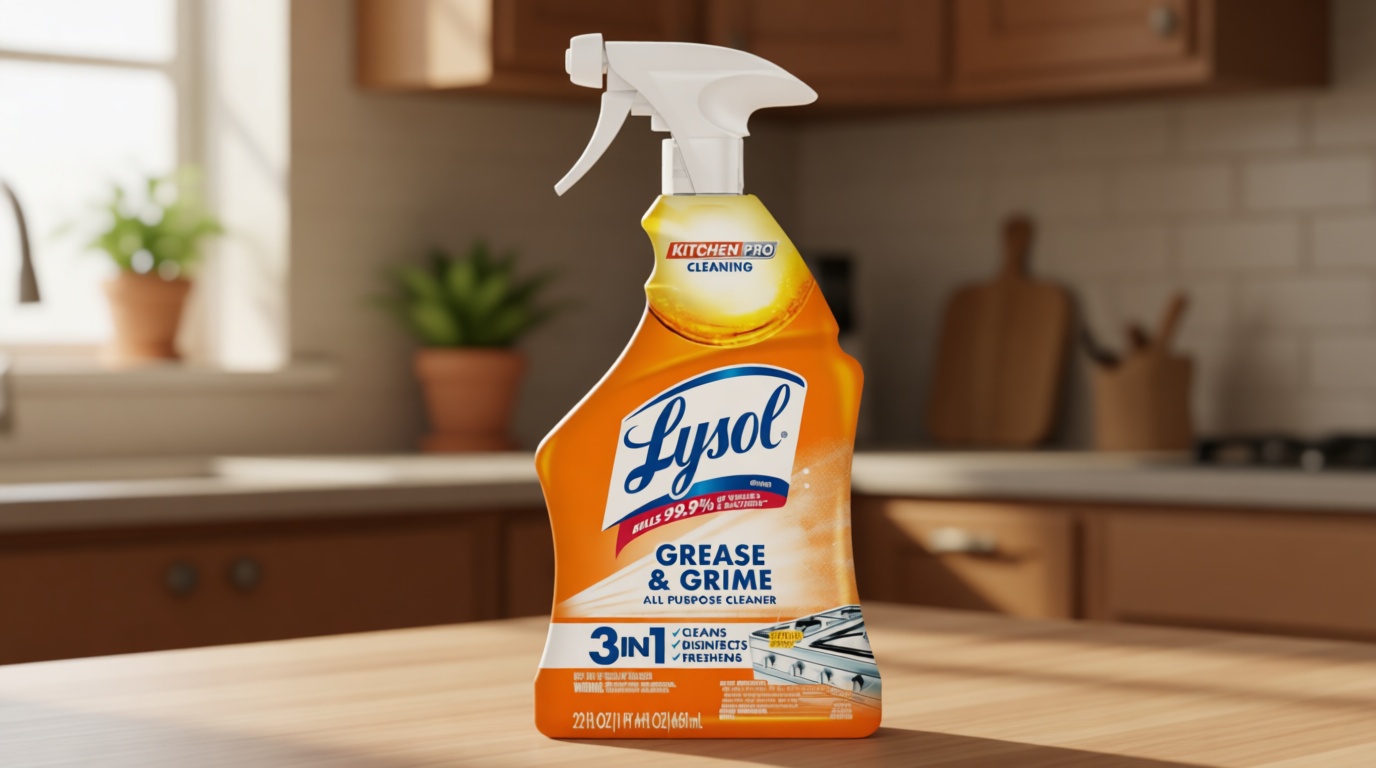 Lysol Pro Kitchen Spray Cleaner and Degreaser, Antibacterial All Purpose Cleaning Spray for Kitchens, Countertops, Ovens, and Appliances, Citrus Scent, 22oz