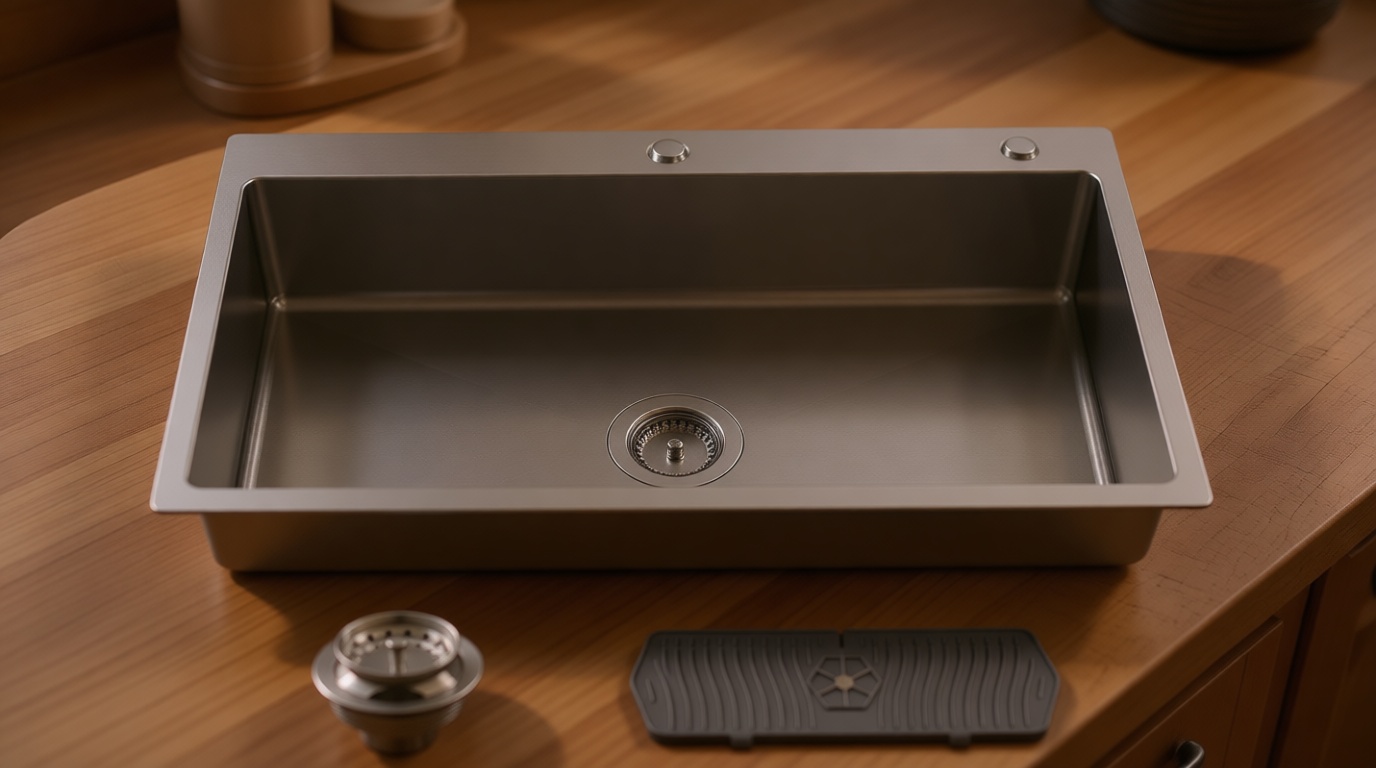 33x19 Inch Drop In Kitchen Sink-Stainless Steel Topmount Modern Single Bowl Kitchen Sink Come With Silicon Mat, Drain Strainer Set Offer Large Basin And Compatibility With Various Kitchen&Bar Style