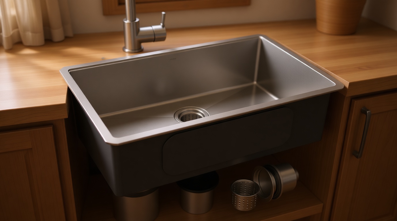 Kraus KHU100-32 Standart PRO 16 Gauge Undermount Single Bowl Stainless Steel Kitchen Sink, 32 Inch
