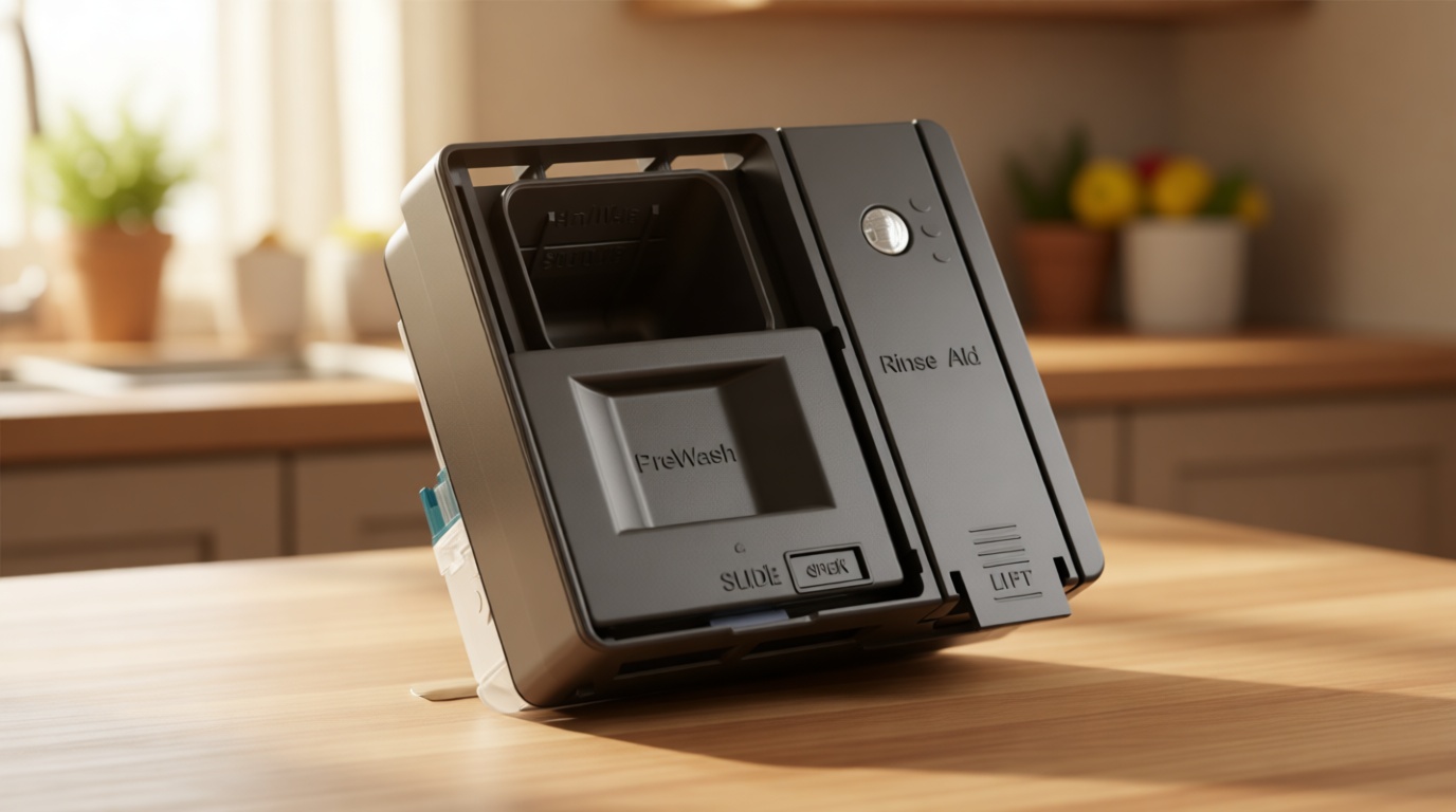 UPGRADED W10861000 Dishwasher Detergent Dispenser Compatible With Whirlpool Kitchenaid Maytag Dishwasher Detergent Dispenser Replacement Parts W10620296 W10620298 WDT730PAHZ0 Soap Dishwasher Dispenser