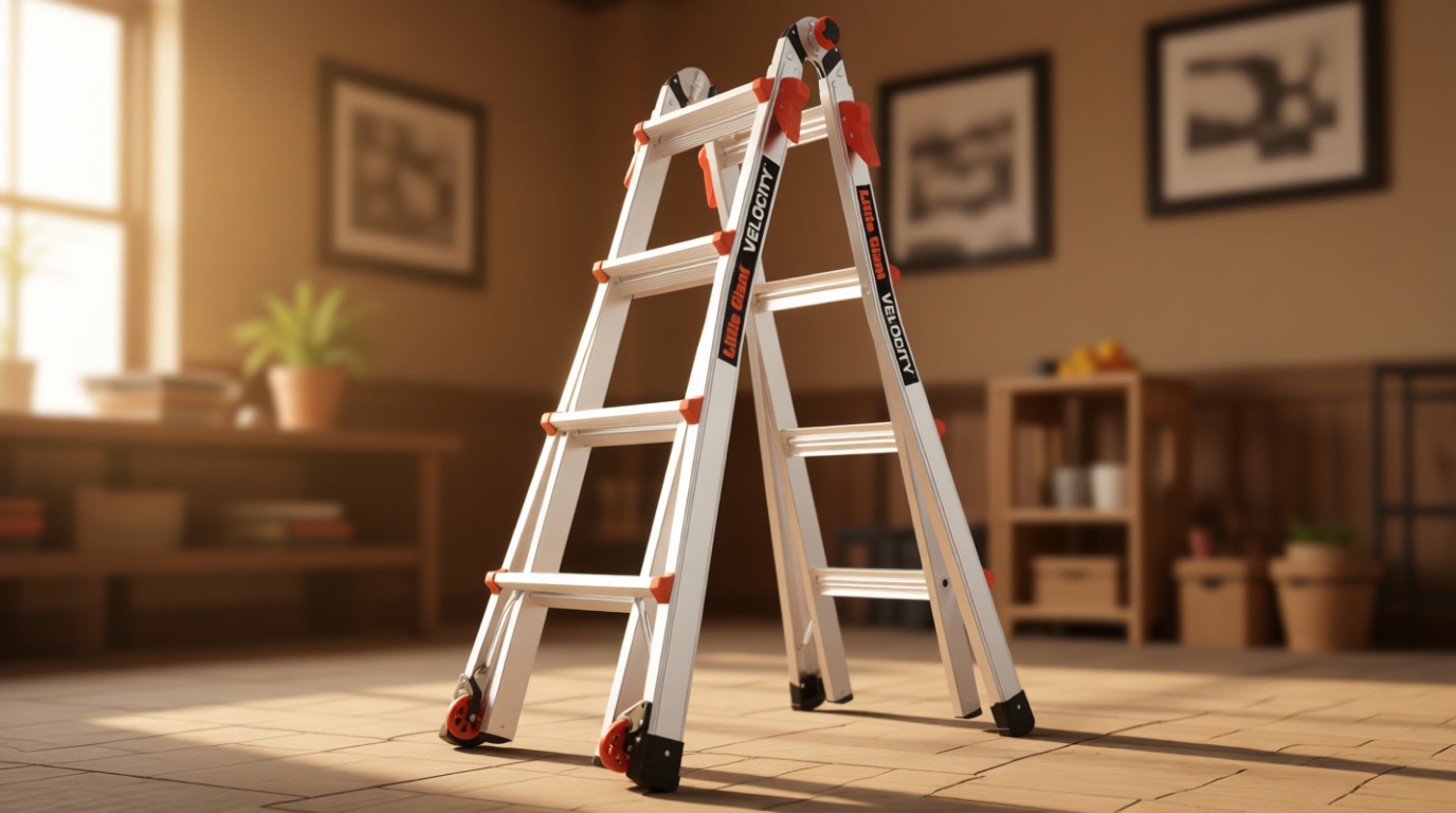 Little Giant Ladders, Velocity with Wheels, M17, 17 Ft, Multi-Position Ladder, Aluminum, Type 1A, 300 lbs Weight Rating, (15417-001)