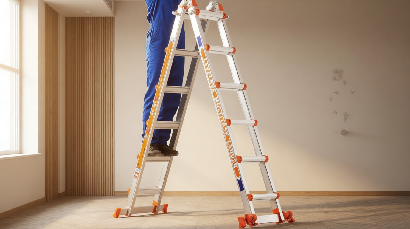 LEVELEVE 22FT Extension Ladder,A Frame 6 Step Ladder with Stabilizer Bar & Wheels,330 lbs Security Load Multi Position Ladder for Stairs Home Indoor Outdoor Roof