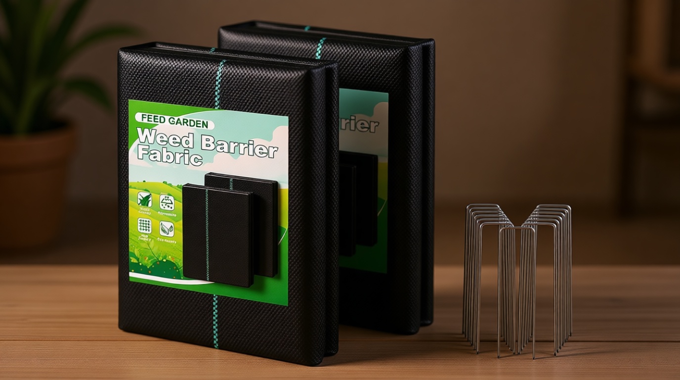 FEED GARDEN 4FT x 100FT Landscape Fabric Weed Barrier Fabric, Heavy Duty 3.2oz Ground Cover Geotextile Fabric for Gardening, with 30 U-Shaped Stakes (2 Pack 4x50FT)