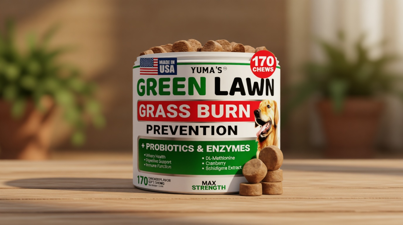 YUMA'S Dog Urine Neutralizer for Lawn - 170 Chews - Advanced Grass Green Savers for Dog Urine - Canine Pee Grass Neutralizer Supplement - Green Lawn Treats with Probiotics and Digestive Enzymes