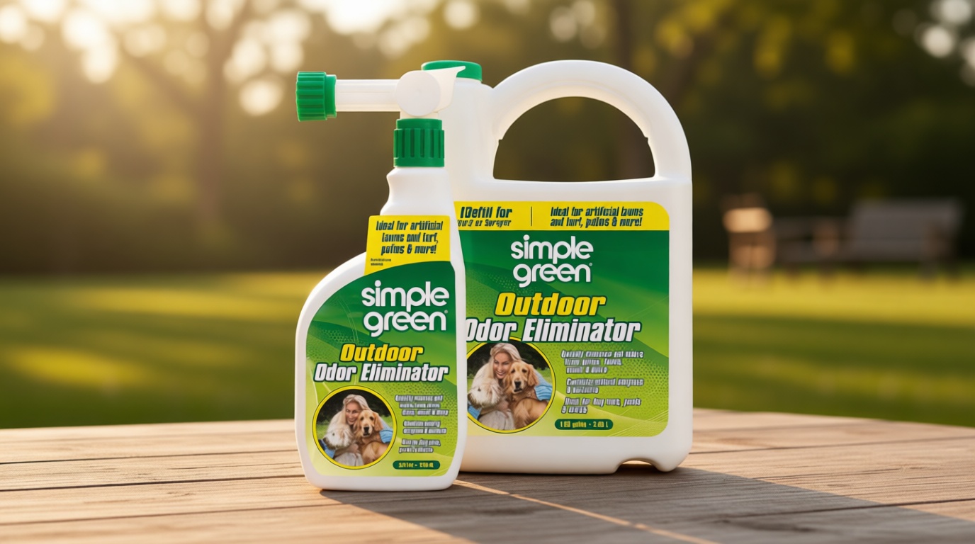Simple Green Outdoor Odor Eliminator for Pets, Dogs, Ideal for Artificial Grass & Patio (32 oz Hose End Sprayer & 1 Gallon Refill)