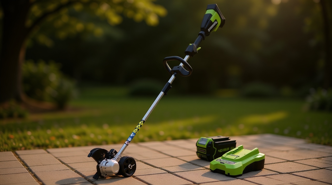 Greenworks 40V 8" Brushless Cordless Edger with 4.0Ah Battery & Charger – Tool-Less Depth Adjustment, Lightweight Lawn Edging Tool, 3-Year Warranty