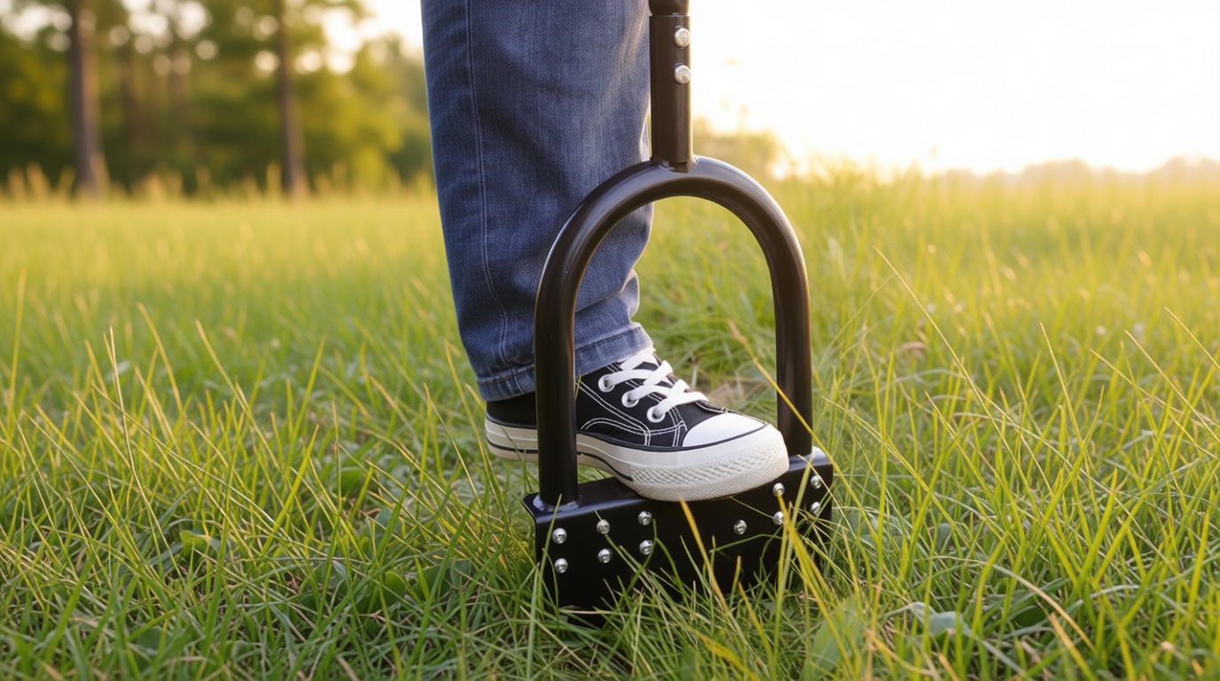 Edger Lawn Tool 41in Border Edger with Tempered Spring Steel Blade Long Rubber Handle Wide Footplate Rustproof Manganese Steel Half Moon Edger for Garden Maintenance