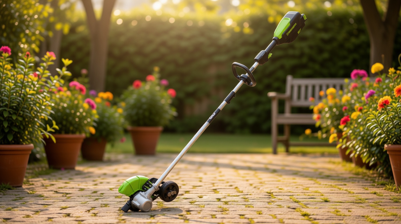 Greenworks 80V All-Terrain Brushless Edger, 8" Steel Blade, 2.25" Pro Depth & Tool-Free Adjust, 27cc Gas Power Equivalent, Battery and Charger Not Included