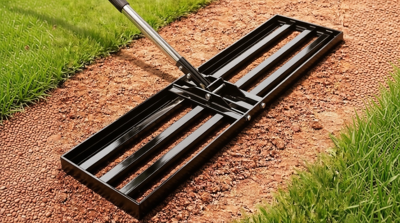 30x10 inch Lawn Leveling Rake, Yumatum 72" Effort Saving Lawn Leveler Tool, Stainless Steel Handle Lawn Leveler for Golf Course Yard Pasture Garden, Professional Lawn Care Landscape Rake