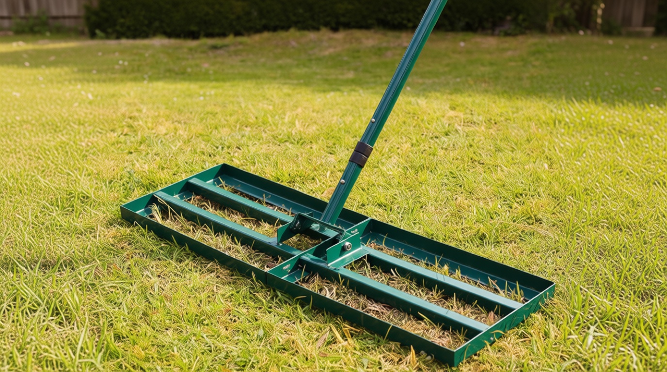 Lawn Leveling Rake,Stainless Steel Lawn Leveler with 30”x10” Ground Plate, 78” Adjustable Long Handle, Level Yard Tool for Grass, Golf Field, Level Soil or Dirt Ground Surfaces-Green