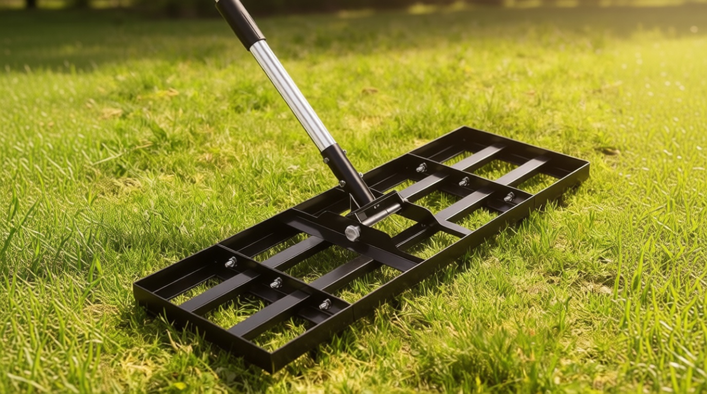 Lawn Leveling Rake, 30"x10" Stainless Steel Lawn Leveler with 76" Adjustable Handle, Heavy-Duty Yard Leveling Rake for Garden, Golf Course, Farm, Pasture, Professional Lawn Care Tool