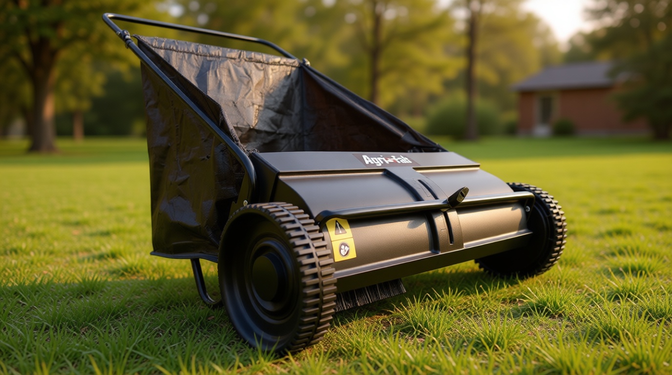 Agri-Fab 45-0218 " 26" Push Behind Lawn Sweeper, 7 cu. ft Hopper Bag Capacity; Leaf & Grass Catcher, with Adjustable Brush Height