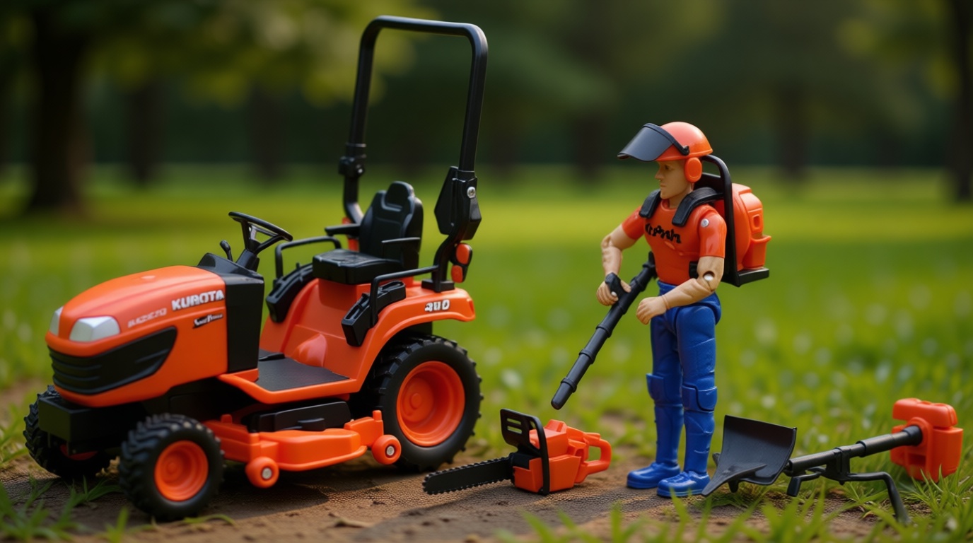 1/18 Kubota BX2670 Lawn Tractor with Figure & Accessories by New Ray SS-33453