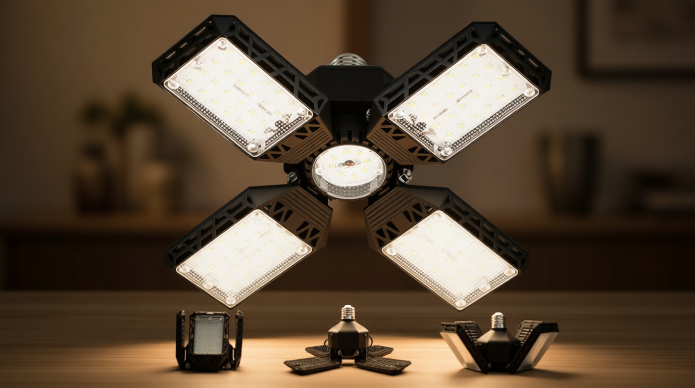 LED Garage Light,150W Deformable Garage Ceiling Lights,15000LM, 4 Adjustable Panels, E26/E27 Shop Lights for Basement, Barn, Workshop,High Bay Light