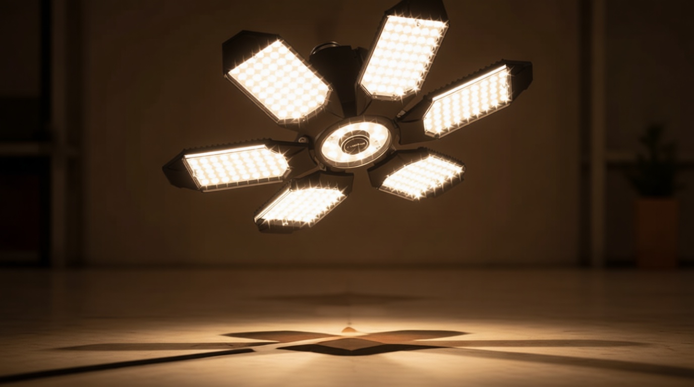 Adiding LED Garage Light 2 Pack, Super Bright 20000Lm Basement Ceiling Lighting w/ 6+1 Deformable Panels Screw in E26 Bulb Base Socket for Workshop Attic Warehouse Utility Laundry Storage Area