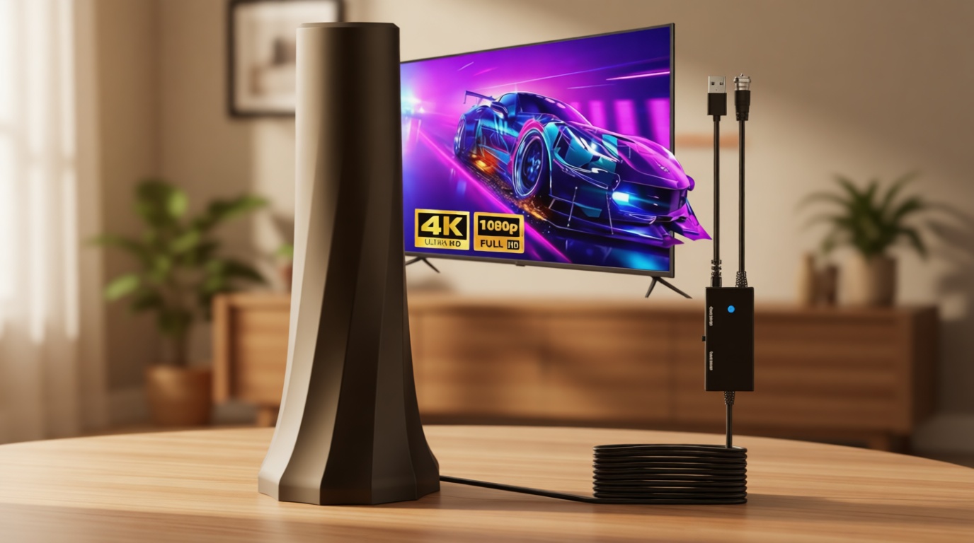 2026 Upgraded TV Antenna for Smart TV, Digital Antenna for Local Channels, 3200+ Miles Range TV Antenna Indoor with 360° Signal Strongest Booster, Supports 1080P 4K Reception HD 16.45FT Cable