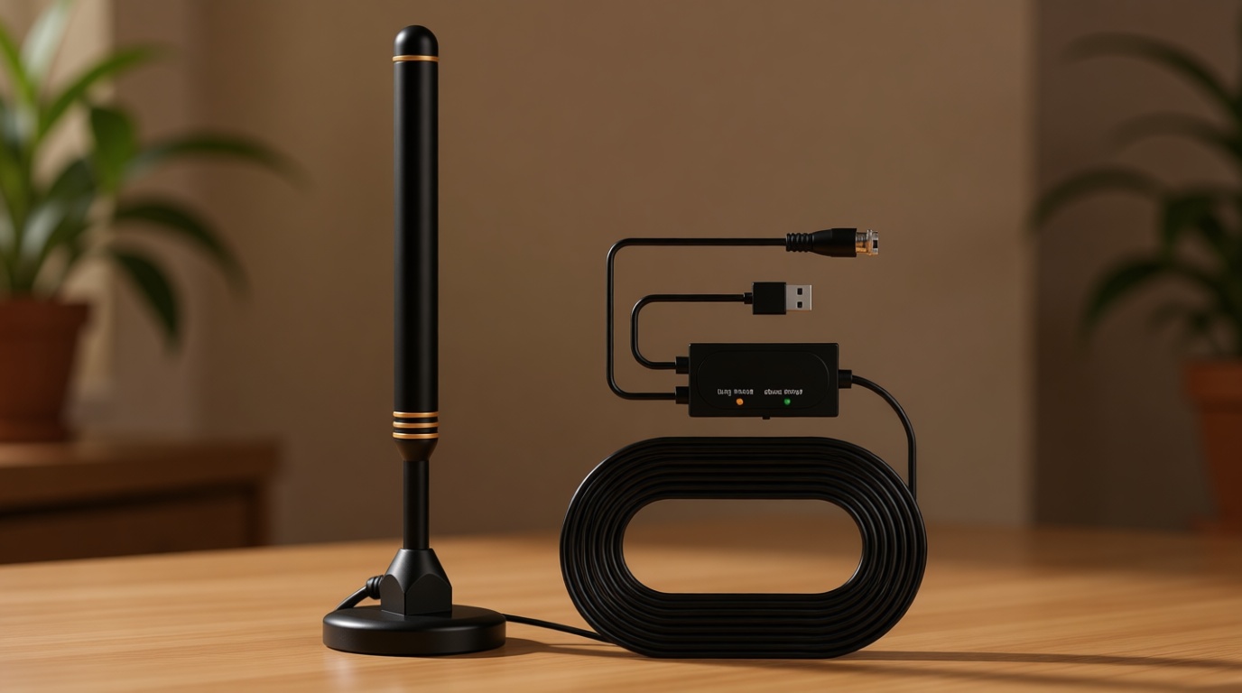 TV Antenna Indoor Antenna for Smart TV for Long Range Reception and All Smart TVs HD Digital Antenna with Amplifier Signal Booster for Local Channels Supports 4K 1080p-Orange