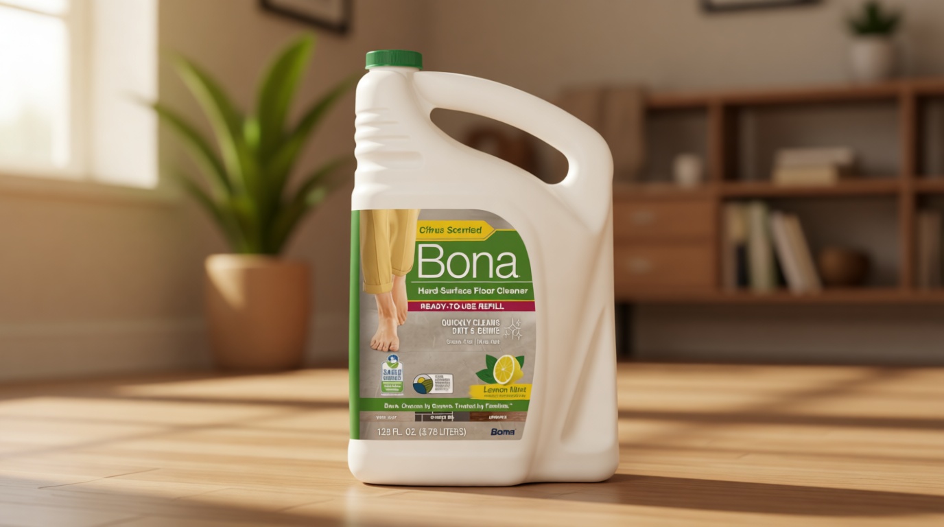 Bona Multi-Surface Floor Cleaner Refill - 128 fl oz - Lemon Mint - Residue-Free Floor Cleaning Solution refill for Spray Mop and Spray Bottles - For Use on Stone, Tile, Laminate, and Vinyl Floors U.S. EPA Safer Choice