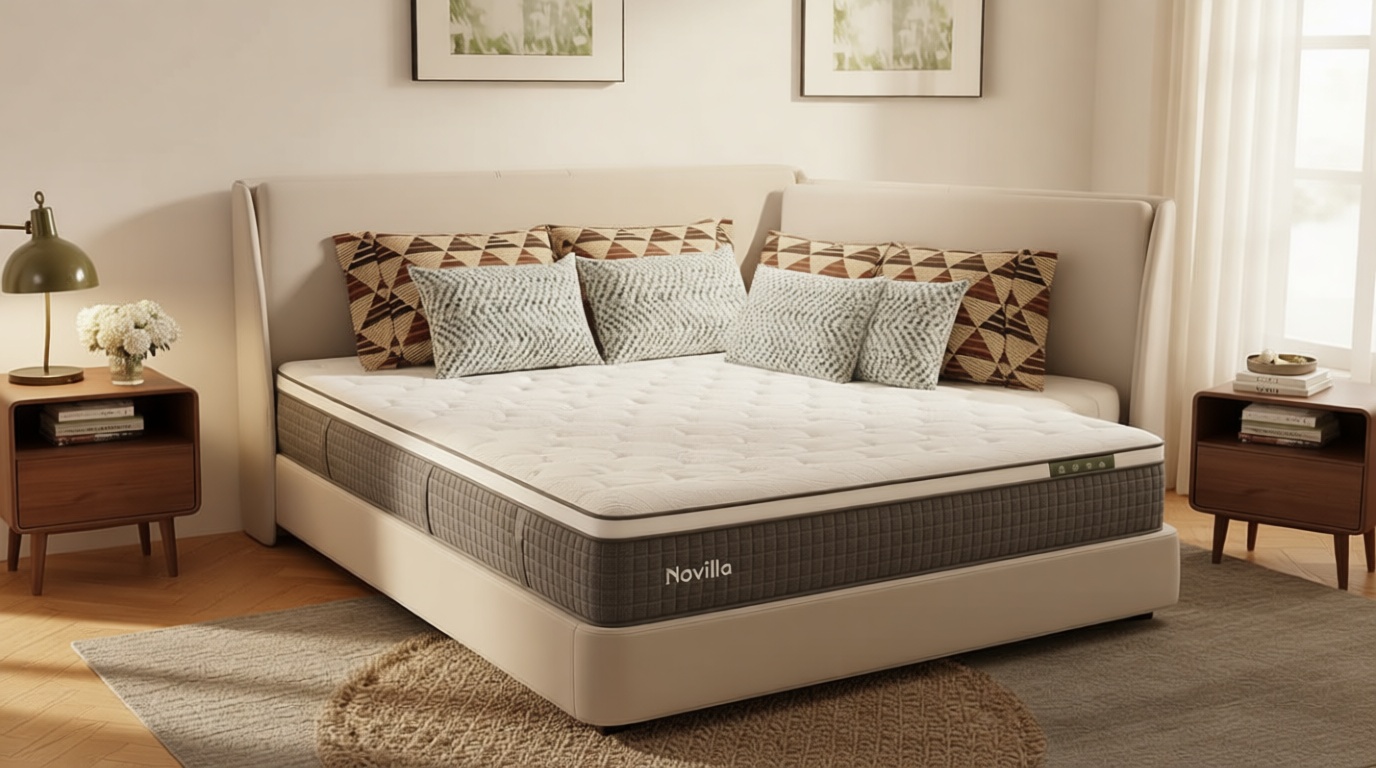 Novilla 12 Inch Full Size Mattress, Hybrid Mattress Full with Pocketed Coils & Gel Infused Memory Foam & Nylon Cooling Fabric for Motion Isolation & Pain Relief Comfort CertiPUR-US Certified OEKO-TEX STANDARD 100