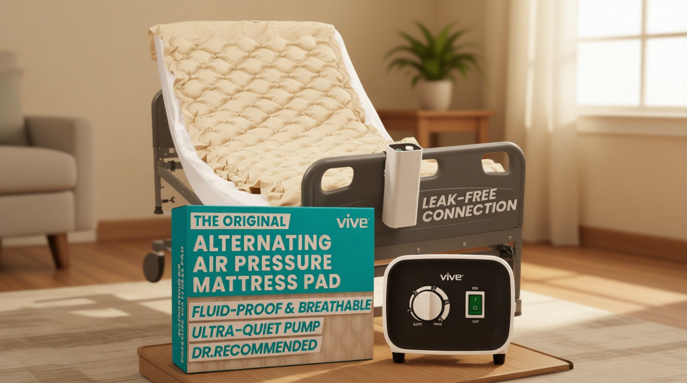 Vive Alternating Air Pressure Mattress Pad - The Original Bed Sore Prevention Solution - Hospital Topper for Bedridden Patients - Includes Waterproof, Breathable Ulcer Cushion & Whisper Quiet Pump