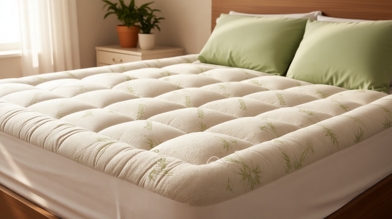 Niagara Ultra Soft Queen Size Mattress Topper - Viscose Made from Bamboo Pillow Top Mattress Pad for Back Pain Relief - Naturally Cooling for Hot Sleepers, Green OEKO-TEX STANDARD 100
