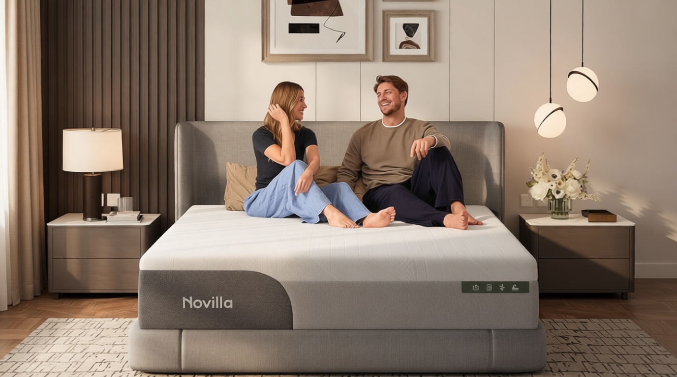 Novilla 14 Inch King Size Mattress, Gel-Infused Bliss Cooling King Memory Foam Mattress in a Box with Cool-Touch Nylon Cover, Pain Relief & Spinal Support with CertiPUR-US Certified Foam OEKO-TEX STANDARD 100