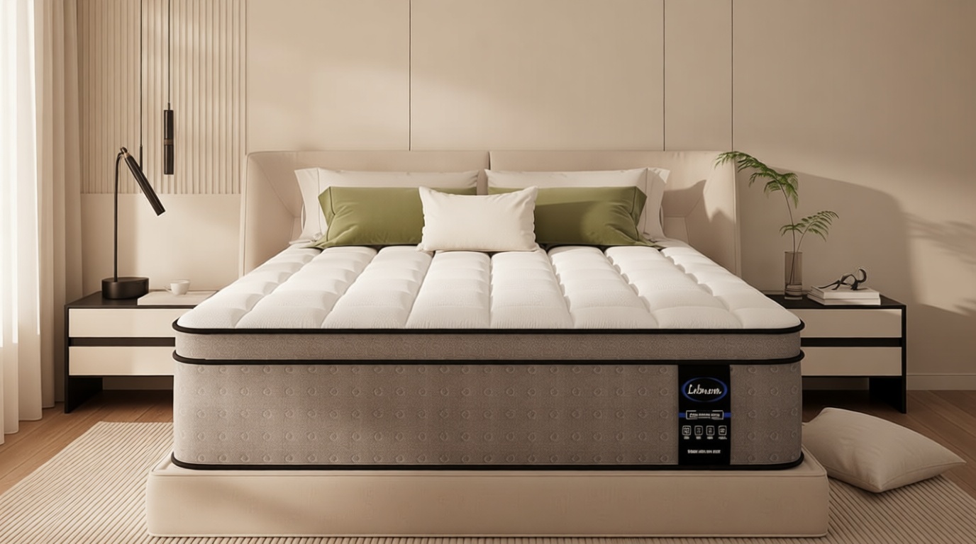 LETMOON 14 Inch Queen Size Mattress, Hybrid Memory Foam Mattress, Medium Firm for Side & Back Sleepers, Motion Isolation, Reinforced Edges, Targeted Back Support, No Fiberglass, Bed in a Box