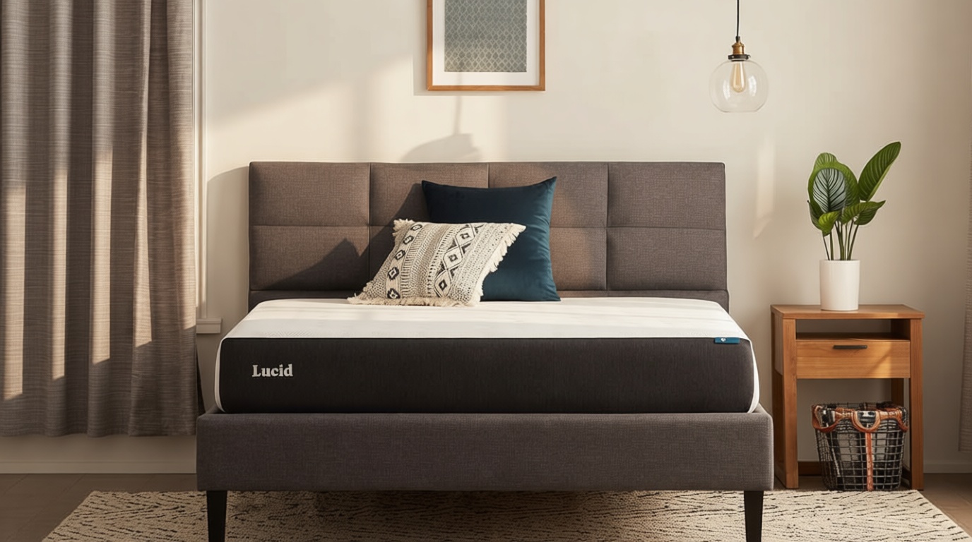 Lucid 8 Inch Memory Foam Mattress - Medium Firm Feel - Infused with Refreshing Bamboo Charcoal and Cooling Gel - Bed in a Box - Temperature Regulating - Pressure Relief - Breathable - Full Size OEKO-TEX STANDARD 100