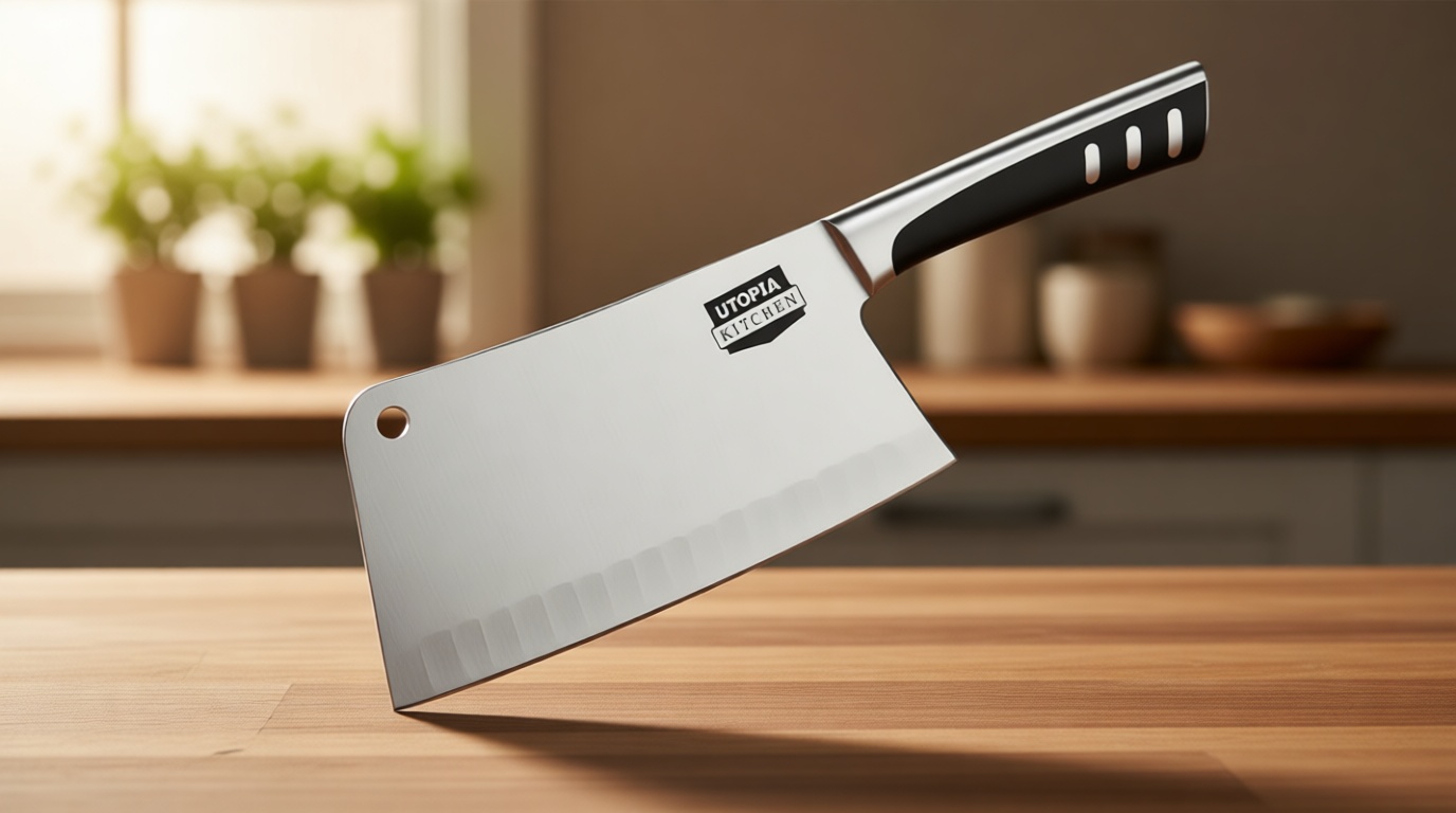 Utopia Kitchen 7 inch Cleaver Knife Stainless Steel Chef Butcher Knives for Meat, Vegetable Multipurpose Kitchen Chef Knife Chopping Bone