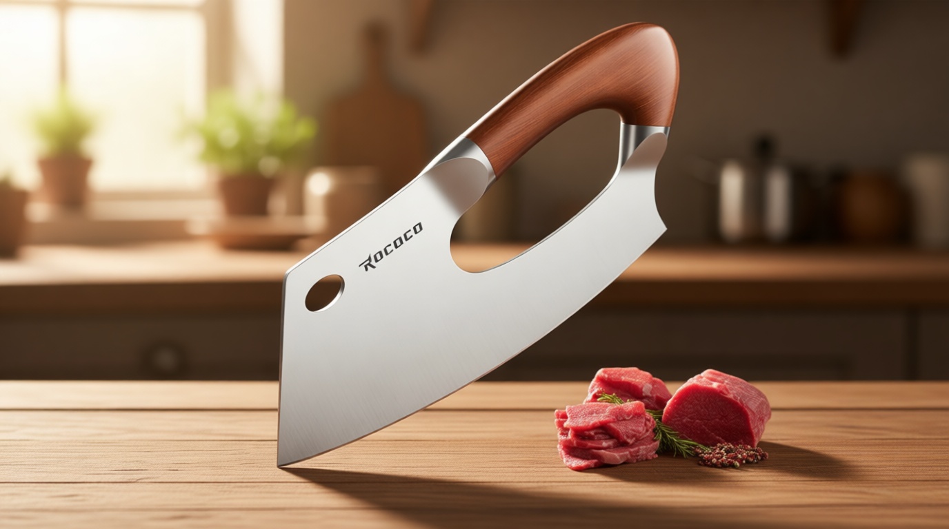ROCOCO Meat Cleaver Knife Unique Effort Saving Kitchen Knife Professional Stainless Steel Chef Cooking Knives for Cutting Meat Vegetable Father Mother Christmas Gift Bronze