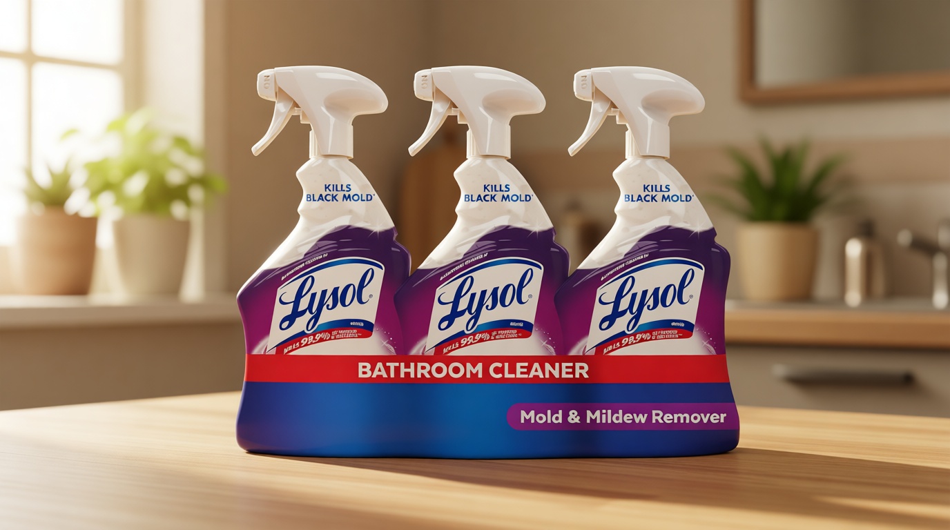 Lysol Mold & Mildew Remover Spray, Bathroom & Shower Cleaner, Disinfectant Spray, Stain Remover with Bleach, Tough on Black Mold, Multipurpose Cleaner for Home and Kitchen, 32oz (3 Pack)